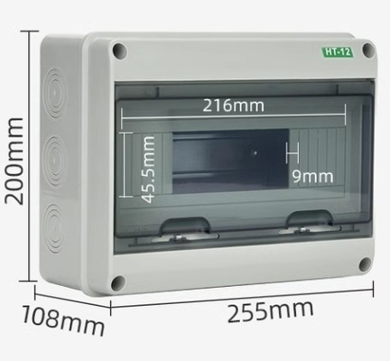 HT-12 12 voies IP65 boîte de distribution extérieure étanche à l'eau boîte de jonction 12 voies disjoncteur ouvert